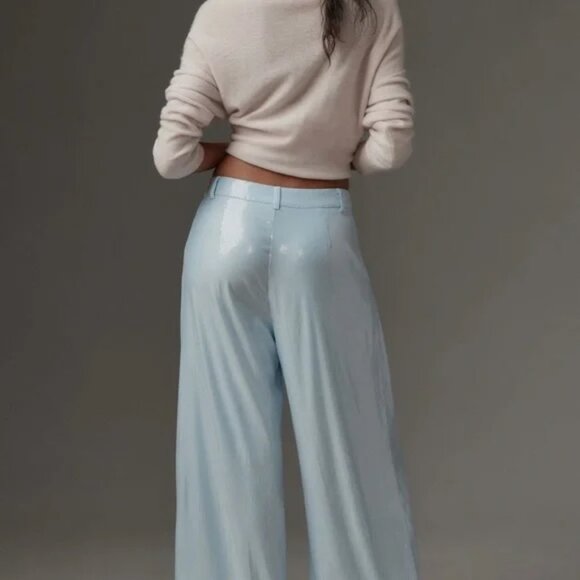The Avery Pleated Wide-Leg Trousers by Maeve: Sequin Edition. NWT. MRSP $178 - Picture 2 of 9